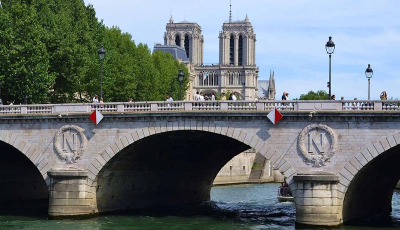 Vue panoramique sur Notre-Dame et la Seine depuis le Pont Saint-Michel